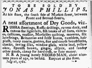 JonasPhillips.Freeman's Journal- or, The North-American Intelligencer; Date- 08-08-1781; Issue- XVI; Page- [2];- Philadelphia, Pennsylvania