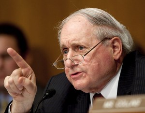 Senator Carl Levin, a Democrat from Michigan, chairs a Senate Homeland Security and Governmental Affairs subcommittee hearing on Wall Street and the financial crisis in Washington, D.C., U.S., on Tuesday, April 27, 2010. Fabrice Tourre, the Goldman Sachs Group Inc. executive director sued by the Securities and Exchange Commission for fraud, told the Senate subcommittee that he will defend himself in court against the suit. Photographer: Andrew Harrer/Bloomberg *** Local Caption *** Carl Levin