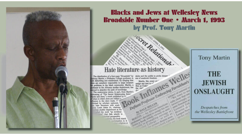 Blacks and Jews at Wellesley News Broadside Number One • March 1, 1993