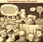 Esquire Cartoon August 1964, French President Charles De Gaulle points to The Most Honorable Elijah Muhammad